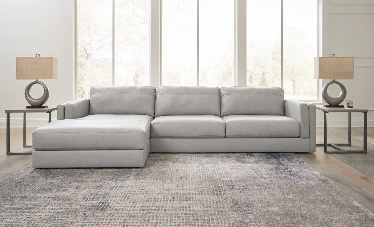 Amiata 2-Piece Sectional with Ottoman in Glacier from Ashley - Luna Furniture