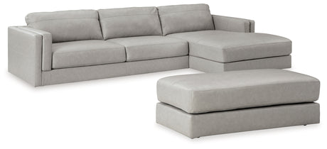 Amiata 2-Piece Sectional with Ottoman in Glacier from Ashley - Luna Furniture