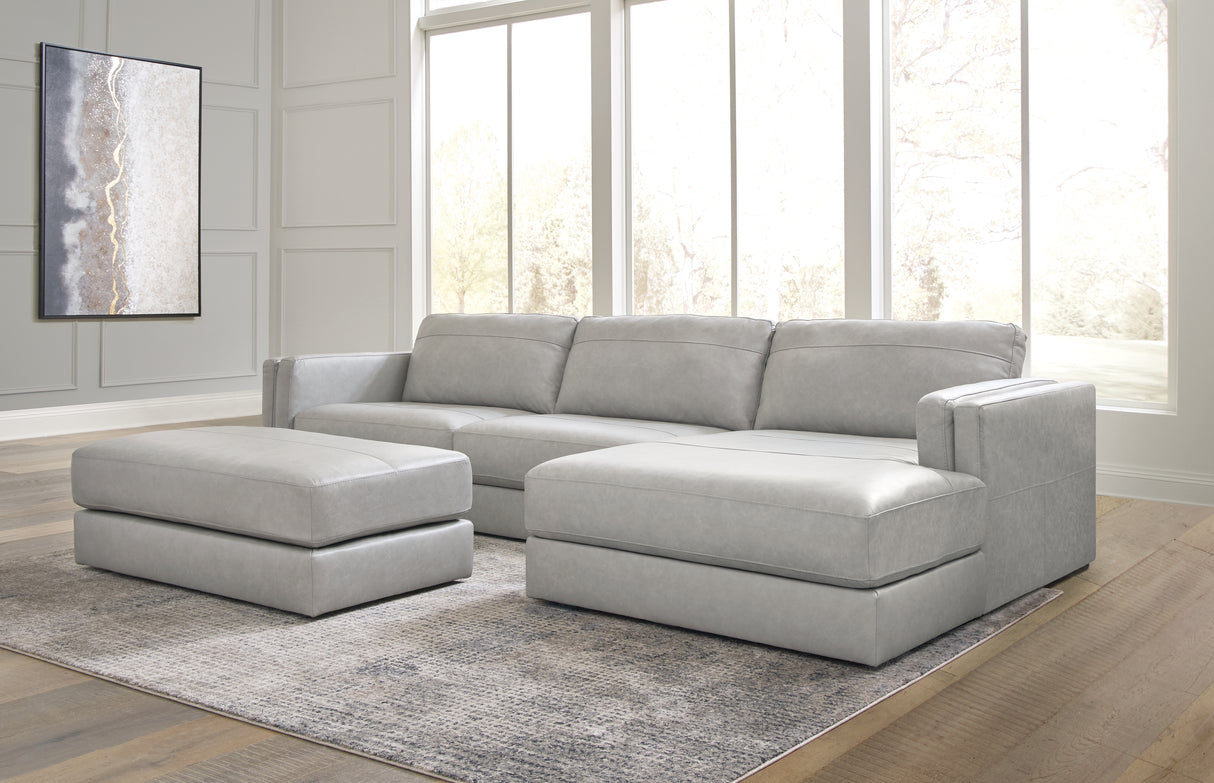 Amiata 2-Piece Sectional with Ottoman in Glacier from Ashley - Luna Furniture