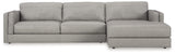 Amiata 2-Piece Sectional with Ottoman in Glacier from Ashley - Luna Furniture