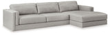 Amiata 2-Piece Sectional with Ottoman in Glacier from Ashley - Luna Furniture