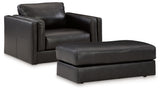 Amiata Chair and Ottoman in Onyx from Ashley - Luna Furniture