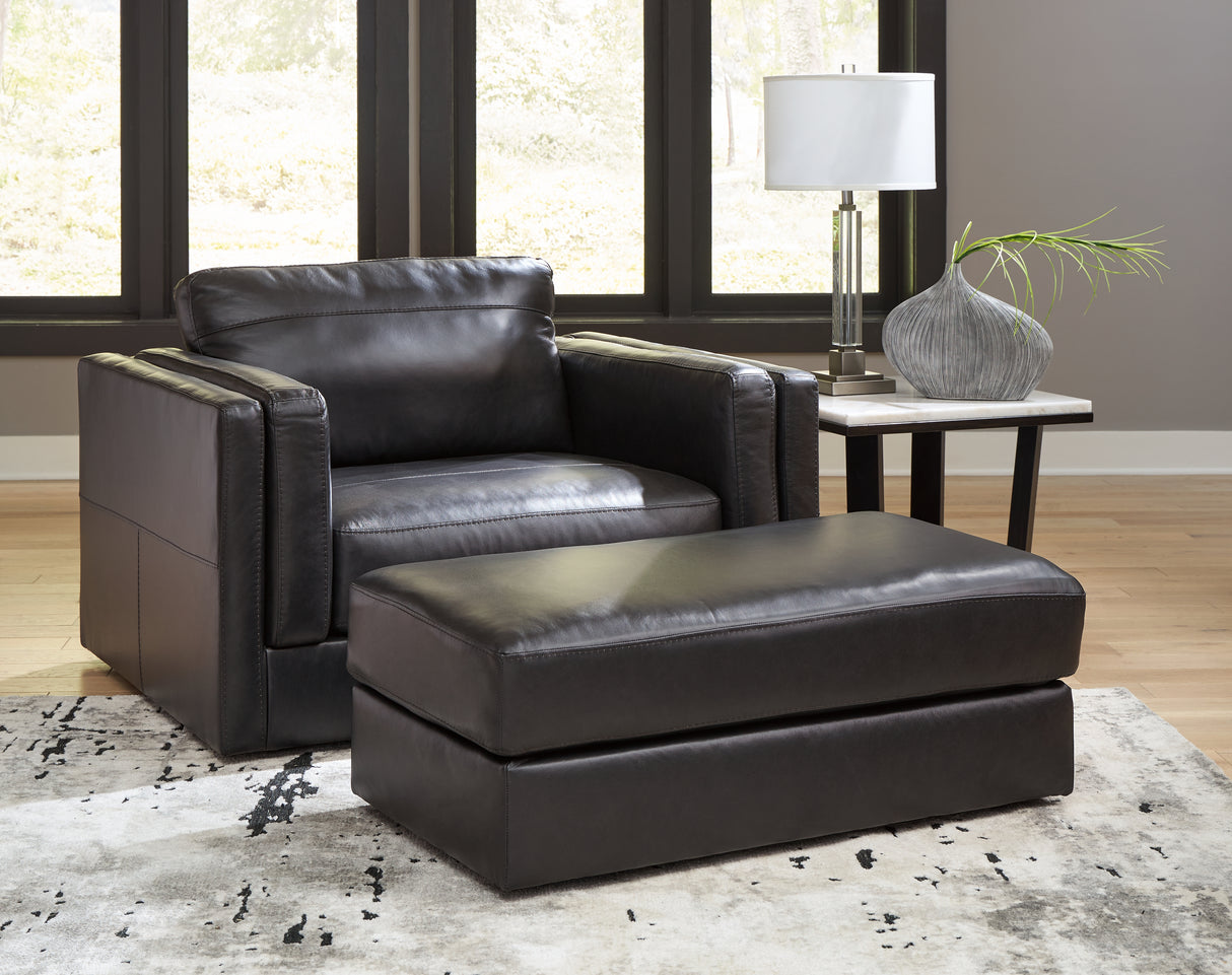 Amiata Chair and Ottoman in Onyx from Ashley - Luna Furniture