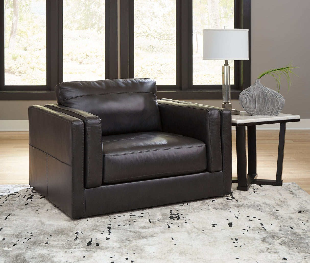 Amiata Sofa, Loveseat, Chair and Ottoman in Onyx from Ashley - Luna Furniture