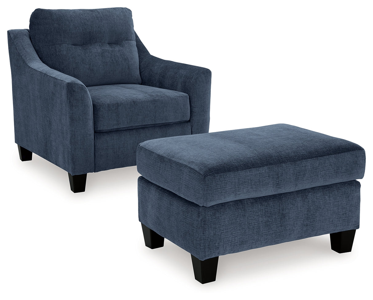 Amity Bay Chair and Ottoman in Ink - PKG018544