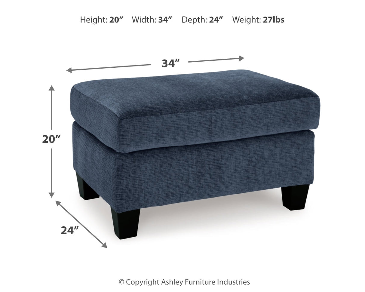 Amity Bay Sofa Chaise, Chair, and Ottoman in Ink - PKG018545