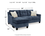 Amity Bay Sofa Chaise, Chair, and Ottoman in Ink - PKG018545