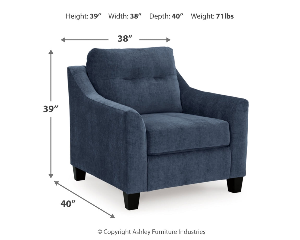 Amity Bay Sofa Chaise, Chair, and Ottoman in Ink - PKG018545