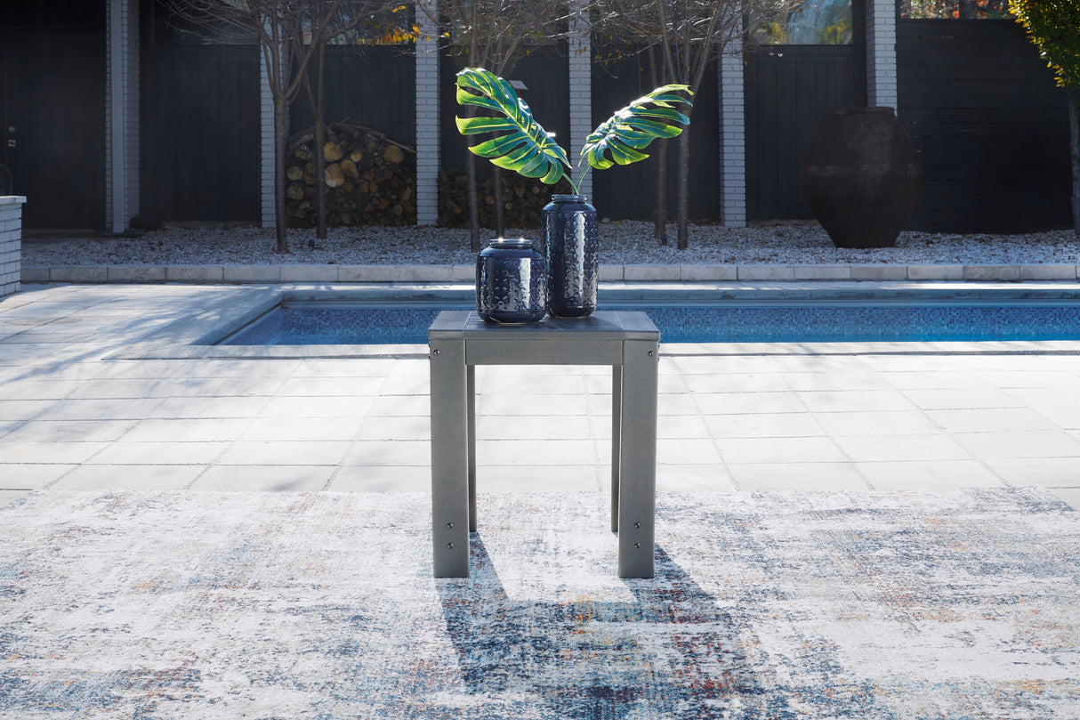 Amora Outdoor Coffee Table with 2 End Tables in Charcoal Gray from Ashley - Luna Furniture