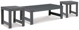 Amora Outdoor Coffee Table with 2 End Tables in Charcoal Gray from Ashley - Luna Furniture