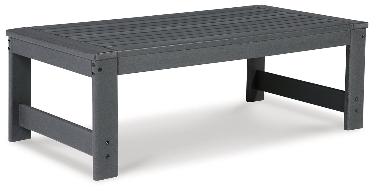 Amora Outdoor Coffee Table with 2 End Tables in Charcoal Gray from Ashley - Luna Furniture