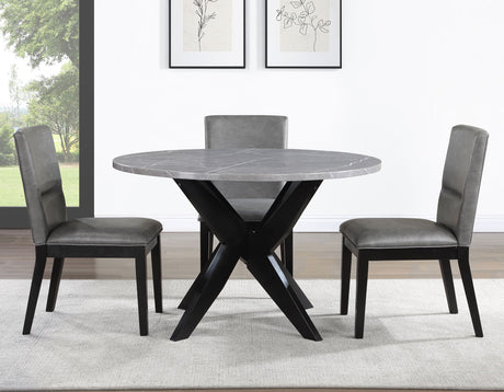 Amy 5-Piece Faux-Marble 48-inch Round Dining Set - SET | AMY4848T | AMY4848S(4)