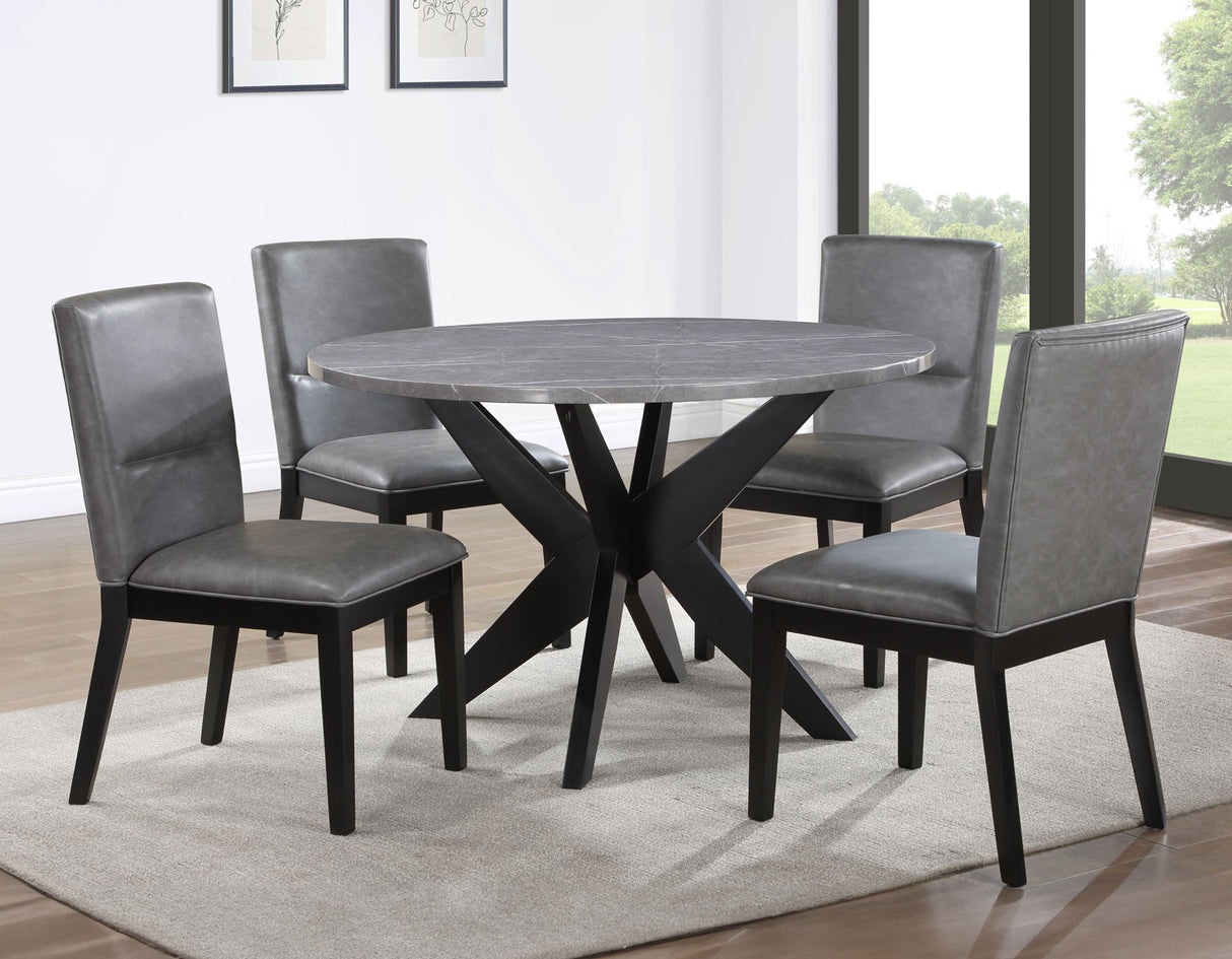 Amy 5-Piece Faux-Marble 48-inch Round Dining Set from Steve Silver - Luna Furniture