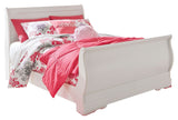 Anarasia Full Sleigh Bed with Mirrored Dresser, Chest and Nightstand in White - PKG002587