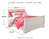 Anarasia Full Sleigh Bed with Mirrored Dresser, Chest and Nightstand in White - PKG002587