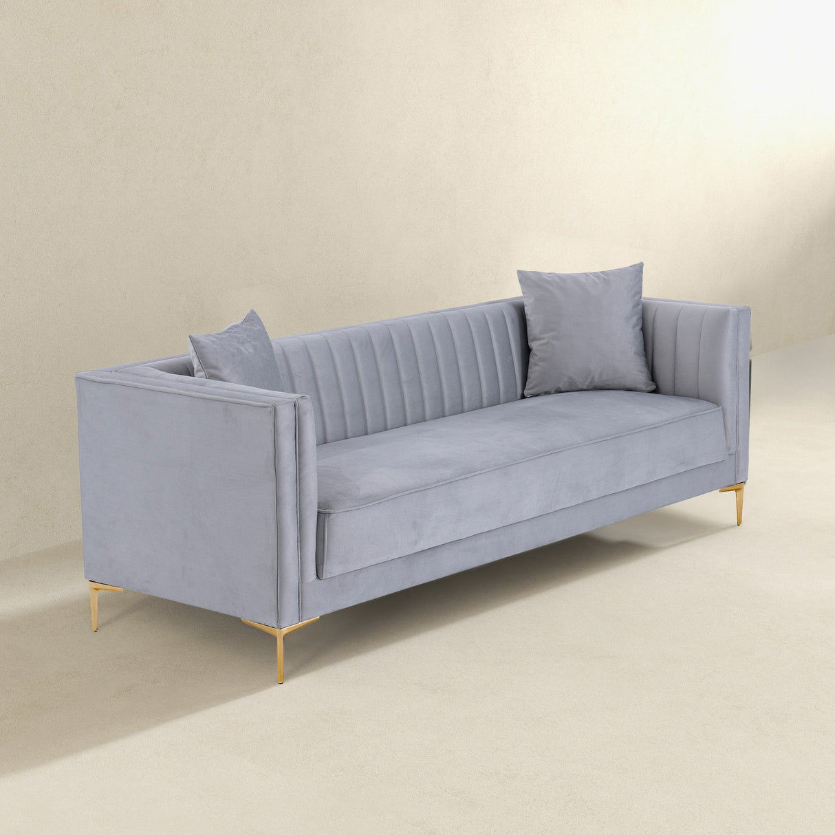 Angelina Sofa 91" (Light Grey Velvet) - SOF02105956