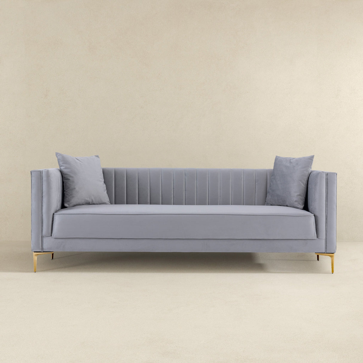 Angelina Sofa 91" (Light Grey Velvet) - SOF02105956