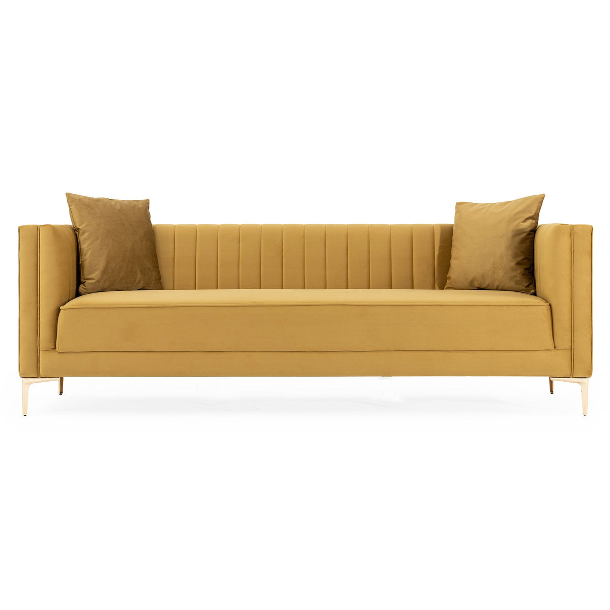 Kendra Yellow Mustard Velvet Sofa – Luna Furniture