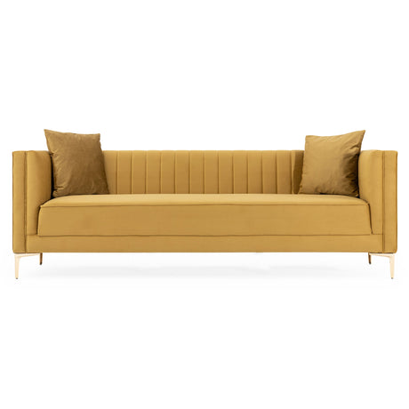 Angelina Sofa 91" (Yellow Mustard Velvet) - SOF02105957