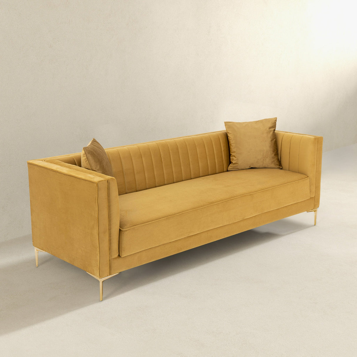 Angelina Sofa 91" (Yellow Mustard Velvet) - SOF02105957