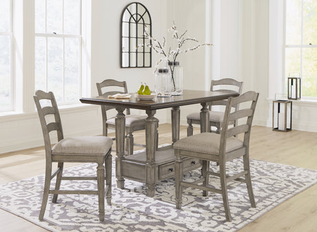 Antique Gray Lodenbay Counter Height Dining Table and 4 Barstools - PKG016053