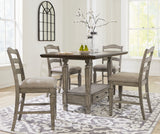 Antique Gray Lodenbay Counter Height Dining Table and 4 Barstools - PKG016053