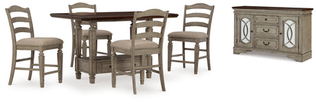 Antique Gray Lodenbay Counter Height Dining Table and 4 Barstools with Storage - PKG016055