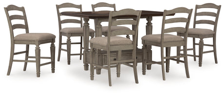 Antique Gray Lodenbay Counter Height Dining Table and 6 Barstools - PKG016054