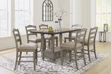 Antique Gray Lodenbay Counter Height Dining Table and 6 Barstools - PKG016054