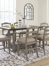 Antique Gray Lodenbay Counter Height Dining Table and 6 Barstools - PKG016054