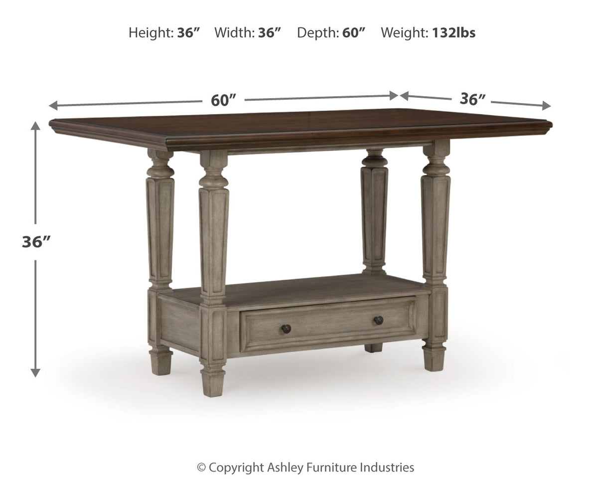 Antique Gray Lodenbay Counter Height Dining Table and 6 Barstools with Storage - PKG016056