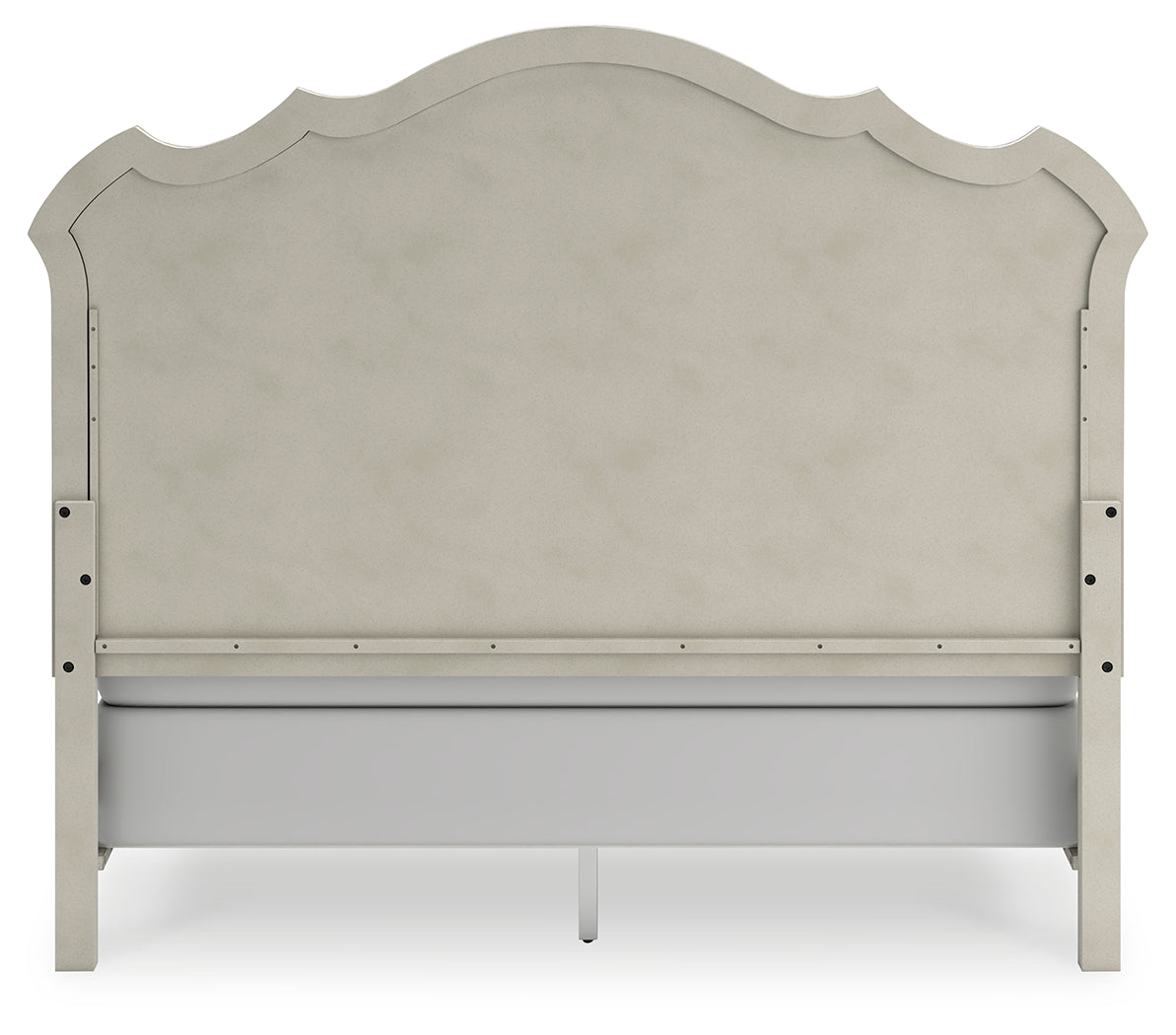 Arlendyne California King Upholstered Bed with Mirrored Dresser and 2 Nightstands in Antique White from Ashley - Luna Furniture