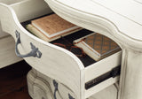 Arlendyne California King Upholstered Bed with Mirrored Dresser and 2 Nightstands in Antique White from Ashley - Luna Furniture