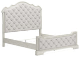 Arlendyne California King Upholstered Bed with Mirrored Dresser and Chest in Antique White from Ashley - Luna Furniture