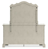 Arlendyne California King Upholstered Bed with Mirrored Dresser and Chest in Antique White from Ashley - Luna Furniture