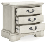 Arlendyne California King Upholstered Bed with Mirrored Dresser, Chest and Nightstand in Antique White from Ashley - Luna Furniture