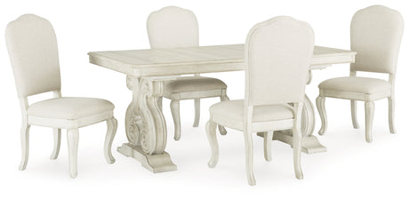 Antique White Arlendyne Dining Table and 4 Chairs - PKG015575