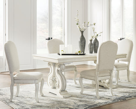 Antique White Arlendyne Dining Table and 4 Chairs - PKG015575