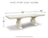 Antique White Arlendyne Dining Table and 4 Chairs with Storage - PKG015578