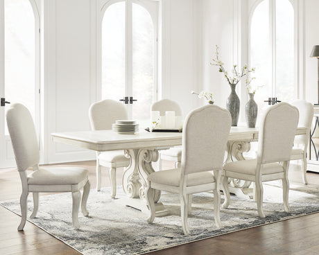 Antique White Arlendyne Dining Table and 6 Chairs - PKG015576