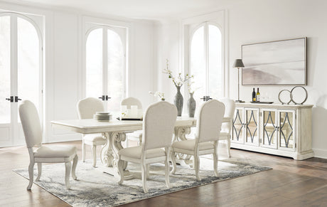 Antique White Arlendyne Dining Table and 6 Chairs with Storage - PKG015606