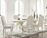 Antique White Arlendyne Dining Table and 6 Chairs with Storage - PKG015606