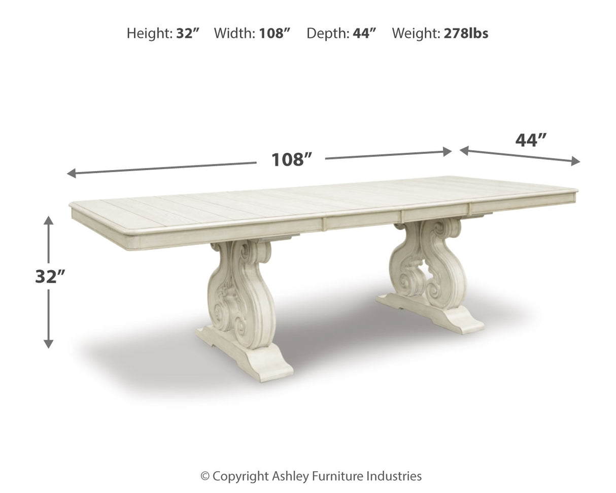 Antique White Arlendyne Dining Table and 8 Chairs with Storage - PKG015607