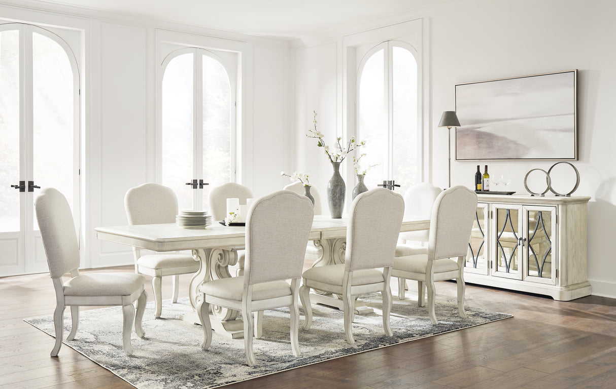 Antique White Arlendyne Dining Table and 8 Chairs with Storage - PKG015607