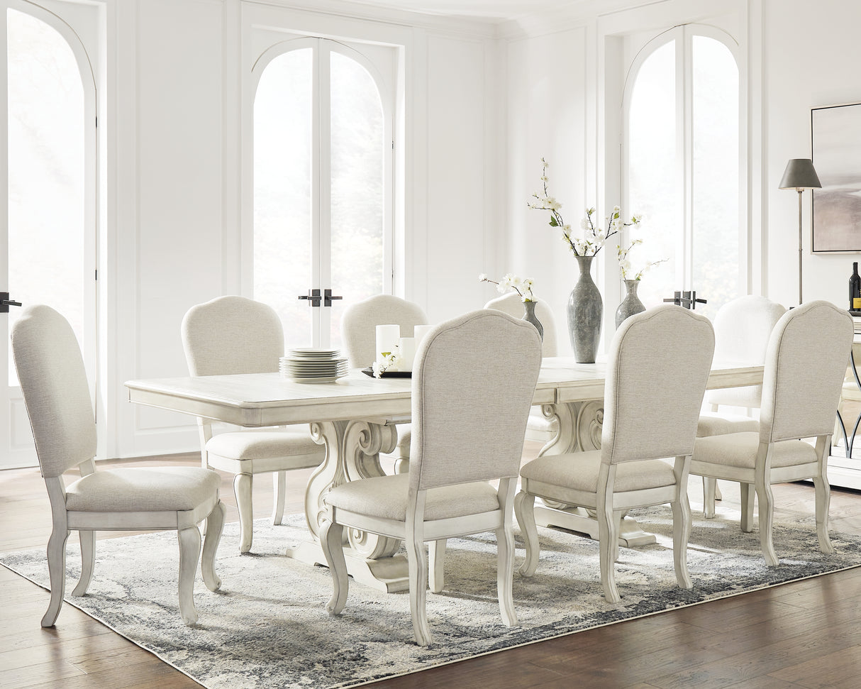 Antique White Arlendyne Dining Table and 8 Chairs with Storage - PKG015607