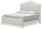 Arlendyne King Upholstered Bed with Mirrored Dresser and 2 Nightstands in Antique White from Ashley - Luna Furniture