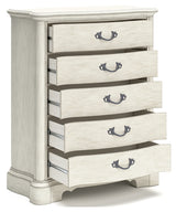 Arlendyne King Upholstered Bed with Mirrored Dresser, Chest and 2 Nightstands in Antique White from Ashley - Luna Furniture