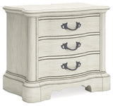 Arlendyne King Upholstered Bed with Mirrored Dresser, Chest and 2 Nightstands in Antique White from Ashley - Luna Furniture