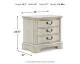 Arlendyne King Upholstered Bed with Mirrored Dresser, Chest and 2 Nightstands in Antique White from Ashley - Luna Furniture