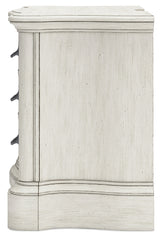 Arlendyne King Upholstered Bed with Mirrored Dresser, Chest and Nightstand in Antique White from Ashley - Luna Furniture